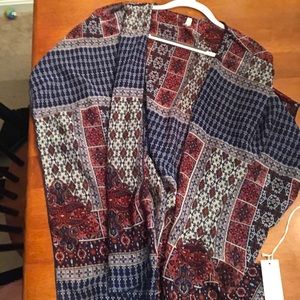 Beautiful red and blue patterned kimono